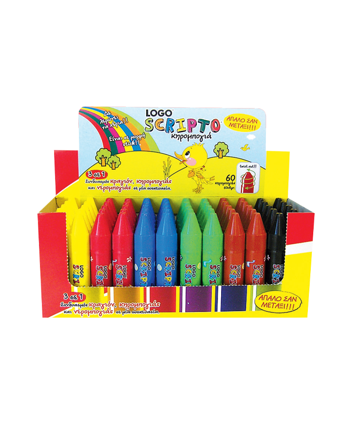 LOGO SCRIPTO CRAYON IN AN EXCHIBITOR OF 60 PCS